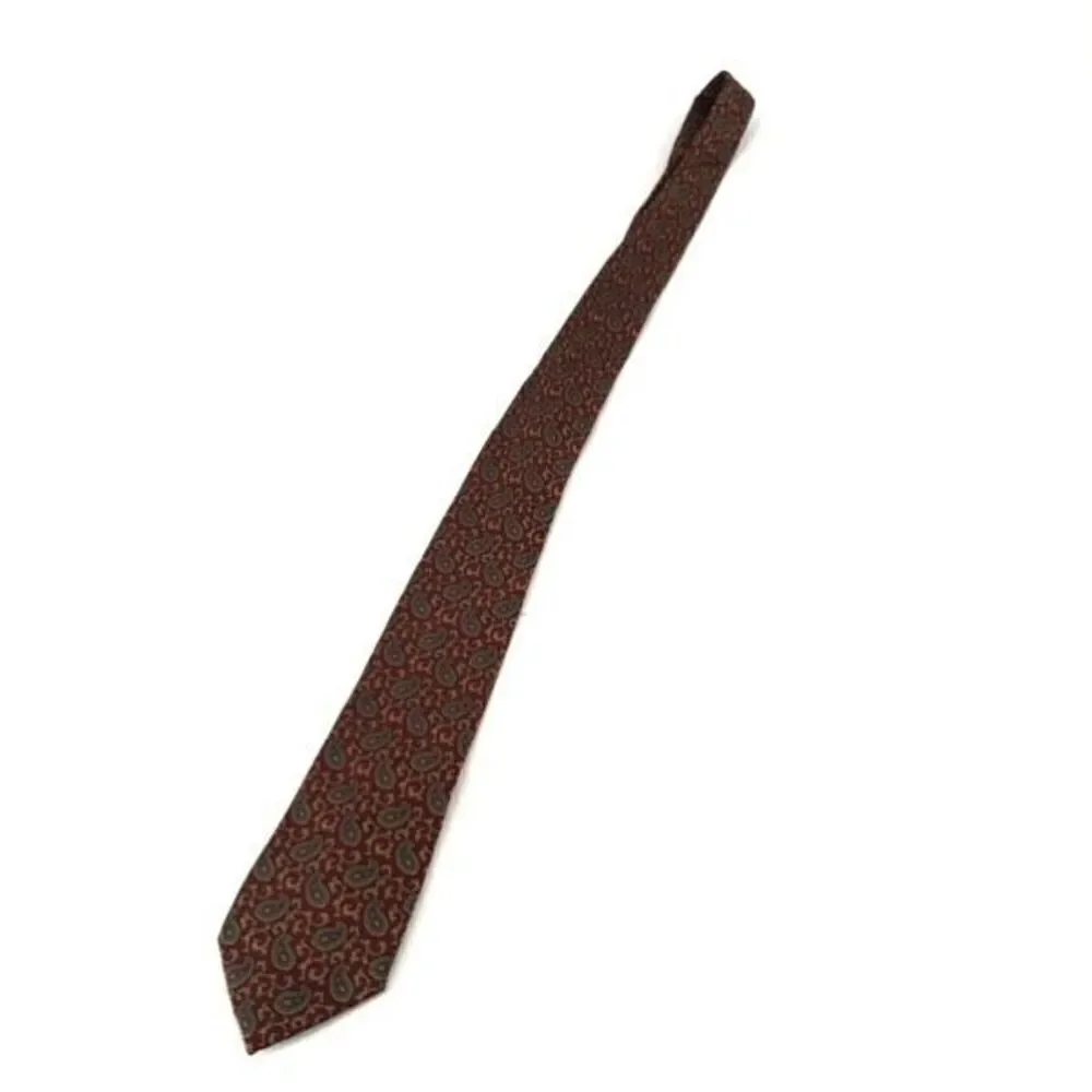 Vintage Burberrys of London Men's Silk‎ Paisley Neck Tie Burgundy Gold One Size